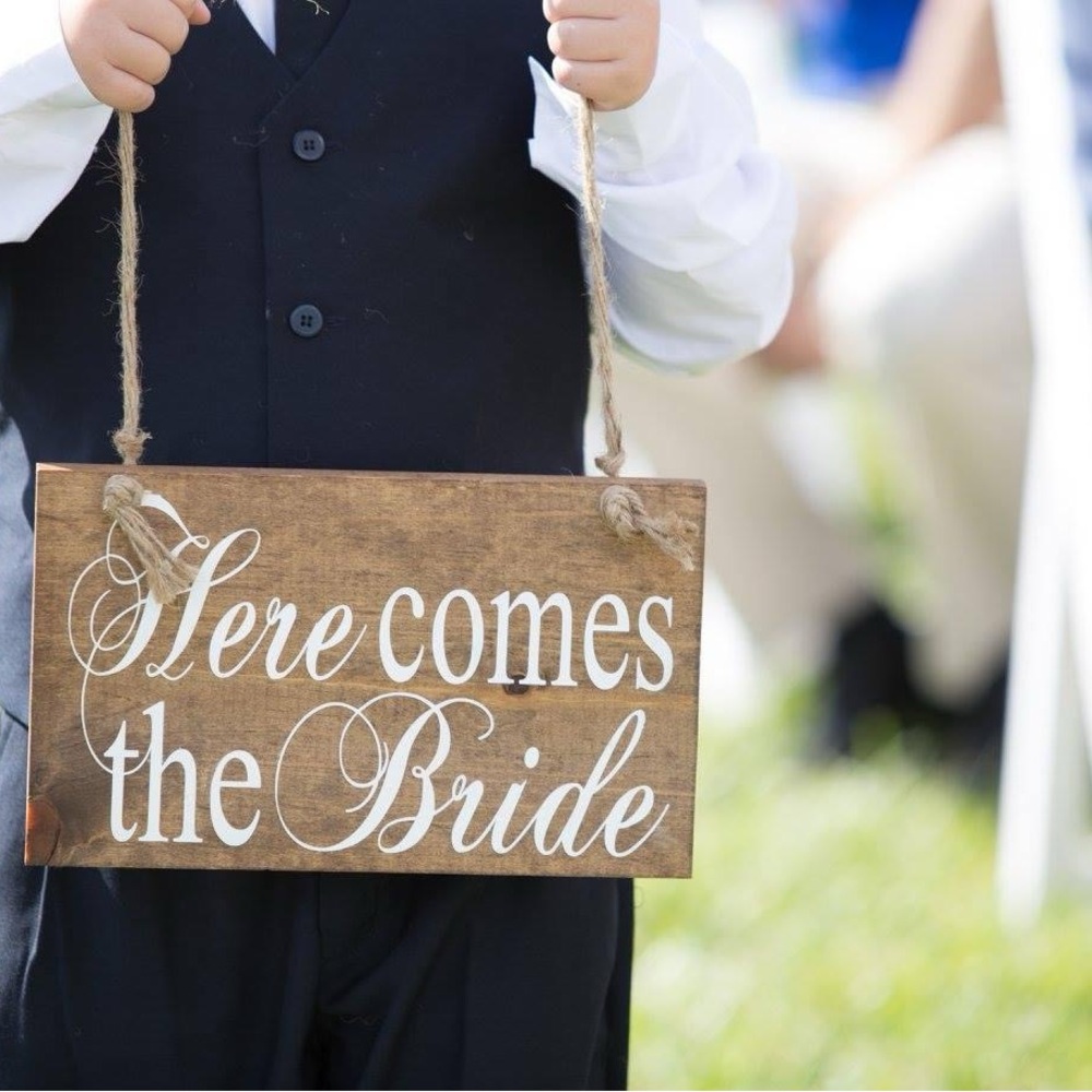 Here comes the bride wooden sign